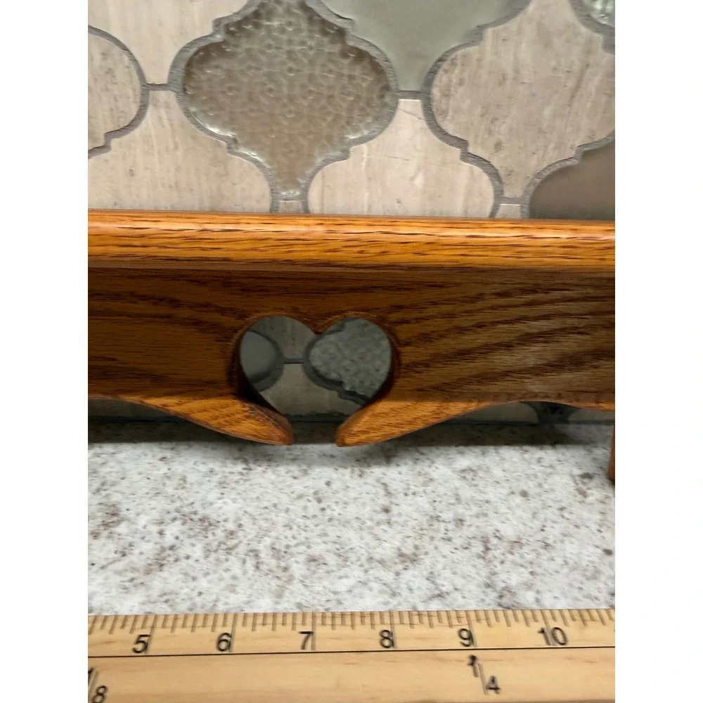 Vintage Oak Wood Wall Shelf Heart Cutout Country Cottage Display 14.5 Inch